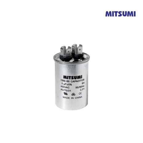 คาปาซิเตอร์มิทซูมิ 450VAC 65uF สำหรับอุปกรณ์ไฟฟ้า.